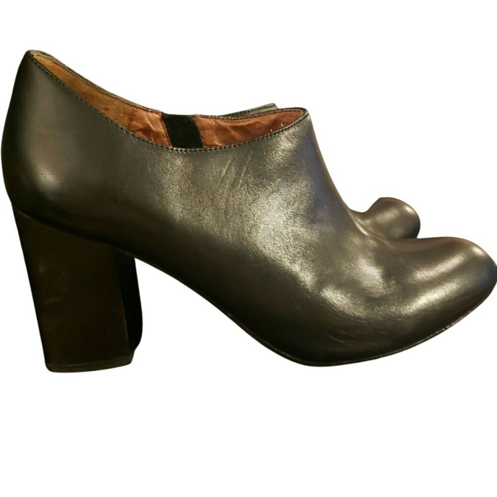 Corso Como Ankle Boots Chunky Heel Black Leather Size 9.5 M Preloved excellent